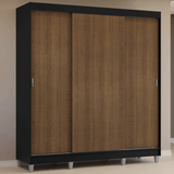 Placard Matrimonial con Patas 180 cm 3 Puertas Reno Negro/Marrón