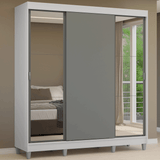 Placard Matrimonial con Patas 180 cm 3 Puertas con Espejos Reno Blanco/Gris