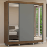 Placard Matrimonial con Patas 180 cm 3 Puertas con Espejos Reno Marrón/Gris