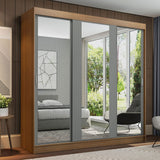 Placard Ropero Casal Madesa Reno 3 Puertas Corredizas de Espejo Marrón/Gris
