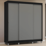 Placard Matrimonial con Patas 180 cm 3 Puertas Reno Negro/Gris