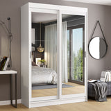 Placard Ropero Solteiro Madesa Tokio 2 Puertas Corredizas de Espejo 2 Cajones Blanco