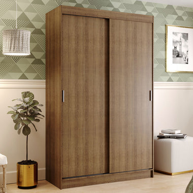 Placard Soltero 109 cm 2 Puertas Corredizas 2 Cajones Marrón Tokio Madesa