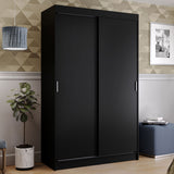 Placard Ropero Solteiro Madesa Tokio 2 Puertas Corredizas 2 Cajones Negro