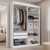 Closet Abierto Madesa Venus 121 cm con 2 Cajones, Perchero y 5 Estantes Blanco