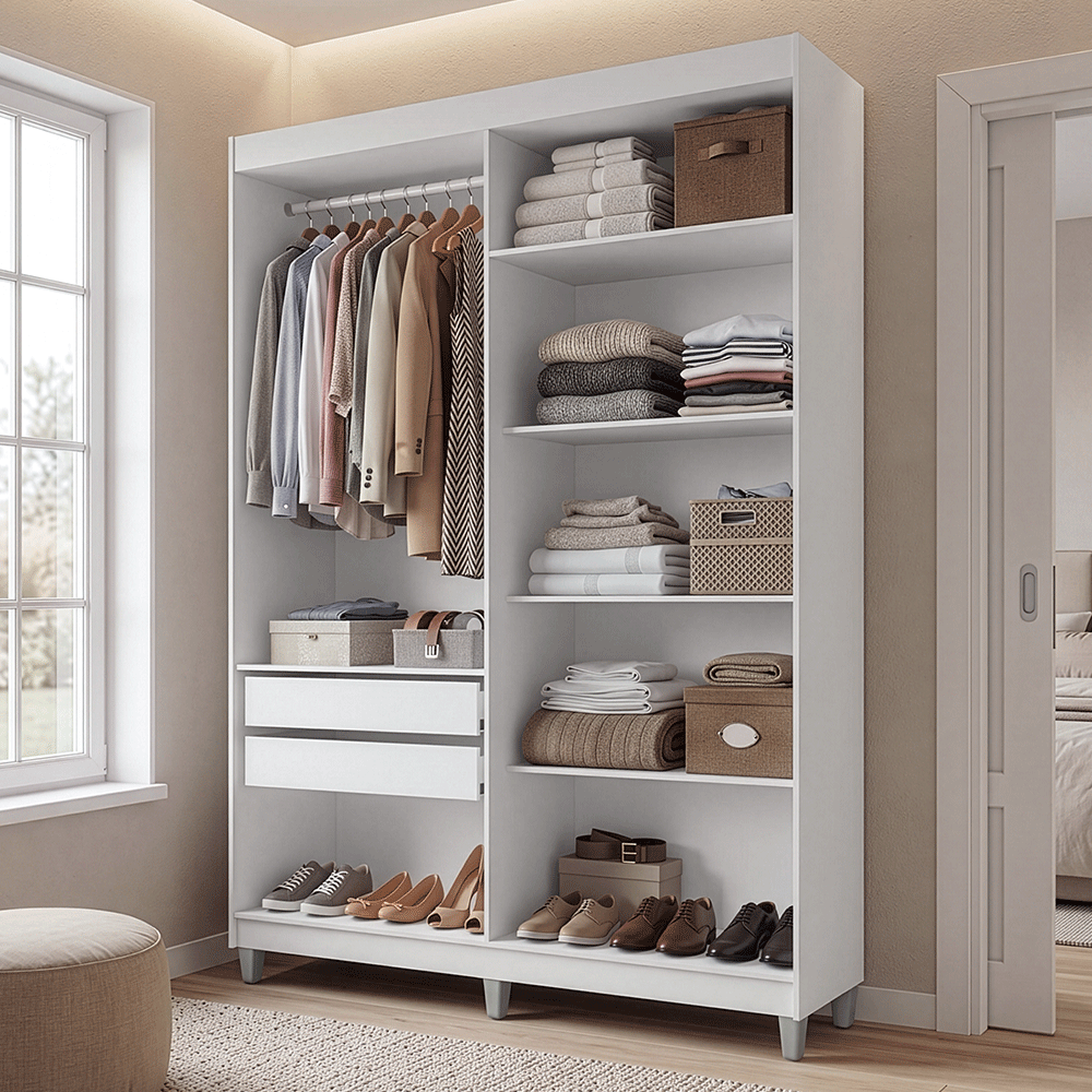 Placard Closet con Patas 2 Cajones 121 cm Blanco Venus Madesa