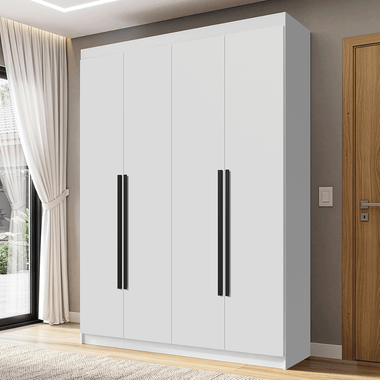 Placard Soltero 121 cm 4 Puertas Batientes 2 Cajones Blanco/Negro Venus Madesa
