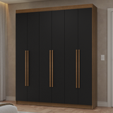 Clóset Matrimonial Venus 6 Puertas Batientes Marrón/Negro