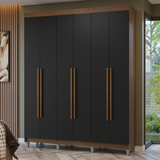 Clóset Matrimonial Venus 6 Puertas Batientes con Patas Marrón/Negro