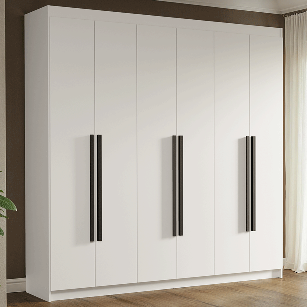Placard Matrimonial 6 Puertas Batientes Venus Blanco/Blanco/Negro