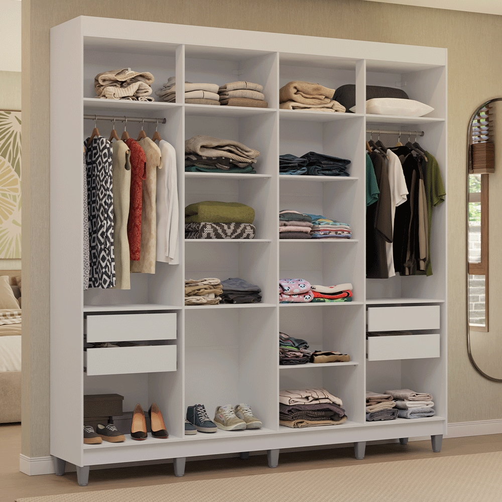 Placard Closet con Patas 4 Cajones 216cm Blanco Venus Madesa