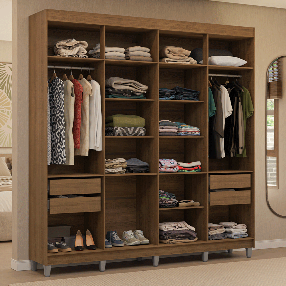 Placard Closet con Patas 4 Cajones 216cm Marrón Venus Madesa