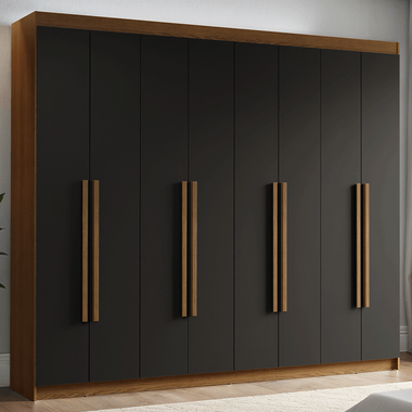 Placard Matrimonial 216 cm 8 Puertas Batientes 4 Cajones Marrón/Negro Venus Madesa