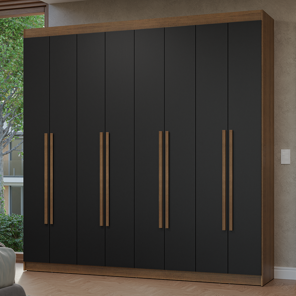 Clóset Matrimonial Venus 8 Puertas Batientes Marrón/Negro