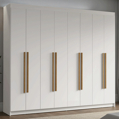 Placard Matrimonial 216 cm 8 Puertas Batientes 4 Cajones Blanco/Marrón Venus Madesa