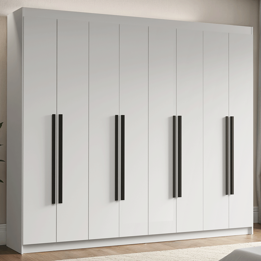 Placard Matrimonial 216 cm 8 Puertas Batientes Venus Blanco/Blanco/Negro