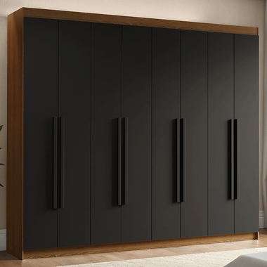 Placard Matrimonial 216 cm 8 Puertas Batientes 4 Cajones Marrón/Negro Venus Madesa