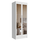 Placard Modular 2 Puertas con Espejo 4 Repisas 1 Perchero Blanco Neo Madesa
