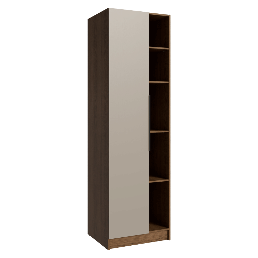 Placard Neo 65 cm 1 Puerta Batientes con Patas Modular 5 Nichos Marrón/Crema Madesa