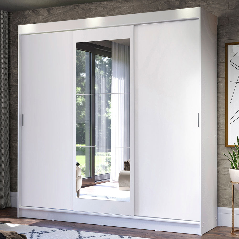 Placard Ropero Casal Madesa Istambul 3 Puertas Corredizas con Espejo 3 Cajones Blanco