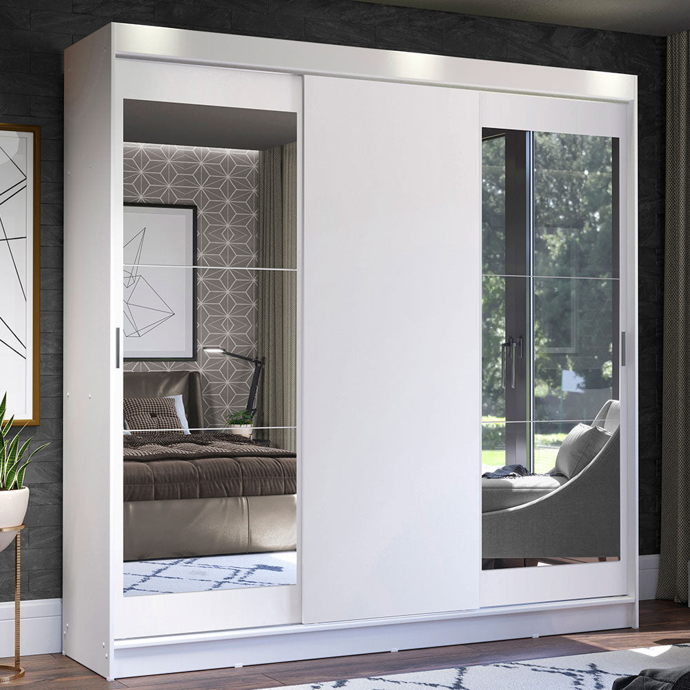 Placard Ropero Casal Madesa Istambul 3 Puertas Corredizas con Espejos 3 Cajones Blanco