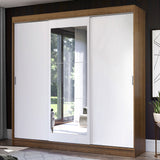 Placard Ropero Casal Madesa Istambul 3 Puertas Corredizas con Espejo 3 Cajones Marrón/Blanco