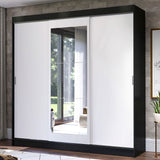 Placard Ropero Casal Madesa Istambul 3 Puertas Corredizas con Espejo 3 Cajones Negro/Blanco