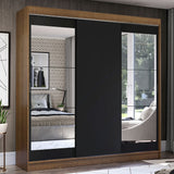 Placard Ropero Casal Madesa Istambul 3 Puertas Corredizas con Espejos 3 Cajones Marrón/Negro