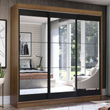 Placard Ropero Casal Madesa Istambul 3 Puertas Corredizas de Espejo 3 Cajones Marrón/Negro