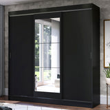 Placard Ropero Casal Madesa Istambul 3 Puertas Corredizas con Espejo 3 Cajones Negro