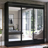 Placard Ropero Casal Madesa Istambul 3 Puertas Corredizas de Espejo 3 Cajones Negro