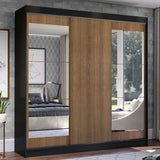 Placard Ropero Casal Madesa Istambul 3 Puertas Corredizas con Espejos 3 Cajones Negro/Marrón