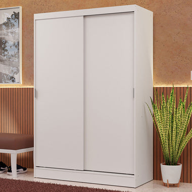 Placard Soltero 119 cm 2 Puertas Corredizas 2 Cajones Blanco Max Madesa