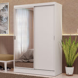 Placard Soltero 2 Puertas Corredizas Espejo 2 Cajones Blanco Max