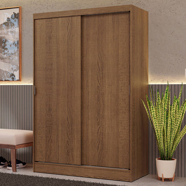 Placard Soltero 119 cm 2 Puertas Corredizas 2 Cajones Marrón Max Madesa
