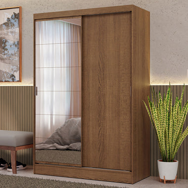 Placard Max 119 cm 2 Puertas Corredizas con 1 Espejo 2 Cajones Marrón Madesa
