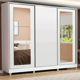 Placard Matrimonial 100% MDF 3 Puertas Corredizas con Espejos Blanco con Patas Eros