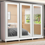 Placard Matrimonial 100% MDF 3 Puertas Corredizas con Espejos Blanco con Patas Eros
