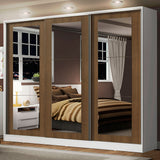 Placard Matrimonial 100% MDF 3 Puertas Corredizas con Espejos Blanco/Marrón Eros