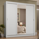 Placard Matrimonial 3 Puertas Corredizas con Espejo 4 Cajones Blanco Sublime Plus