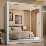 Placard Matrimonial 3 Puertas Corredizas de Espejo 4 Cajones Blanco Sublime Plus