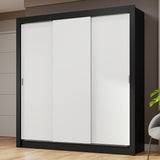 Placard Matrimonial 3 Puertas Corredizas Negro/Blanco Nobre