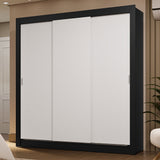 Placard Matrimonial 3 Puertas Corredizas Negro/Blanco Sublime