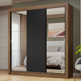 Placard Matrimonial 3 Puertas Corredizas con Espejos Marrón/Negro Nobre
