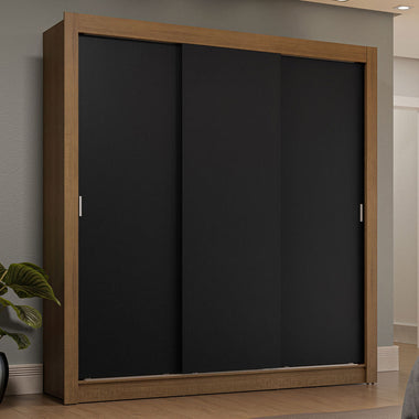 Placard Matrimonial 170 cm 3 Puertas Corredizas 4 Cajones Marrón/Negro Sublime Madesa