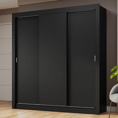 Placard Matrimonial 170 cm 3 Puertas Corredizas Negro Nobre Madesa
