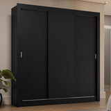 Placard Matrimonial 3 Puertas Corredizas Negro Sublime Plus