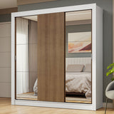Placard Matrimonial 3 Puertas Corredizas con Espejos Blanco/Marrón Nobre