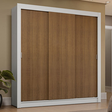 Placard Matrimonial 170 cm 3 Puertas Corredizas 4 Cajones Blanco/Marrón Sublime Madesa