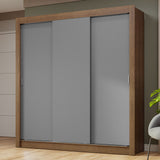 Placard Matrimonial 3 Puertas Corredizas con Espejos Blanco/Gris Nobre